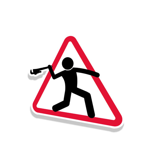 Flying Wrench Warning Sticker
